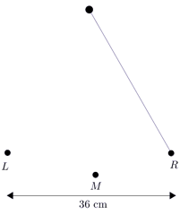 An animation of a pendulum swinging between the leftmost point, L, and the rightmost point, R.