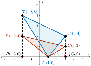 Triangle ABC and its streached image trinagle A