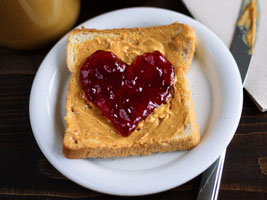 A peanut butter and jam sandwich.