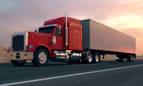 A tractor trailer truck.