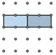 Shape looks like two 2 by 1 cm rectangles attached together drawn on square grid paper.