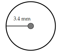 A circle with radius of 3.4 mm.