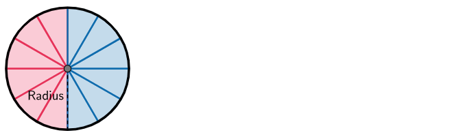 A circle split into 12 equal areas.