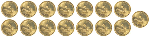 15 loonies.