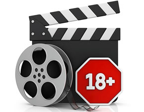 A film roll that shows an age restriction for a movie.