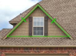 The roof of a house takes the shape of an isosceles triangle.