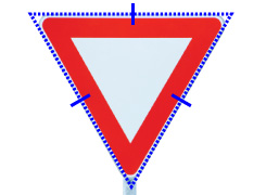 A yield sign has the shape of an equilateral triangle.