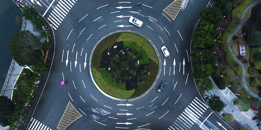 A traffic roundabout