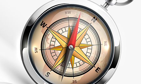 A navigational compass