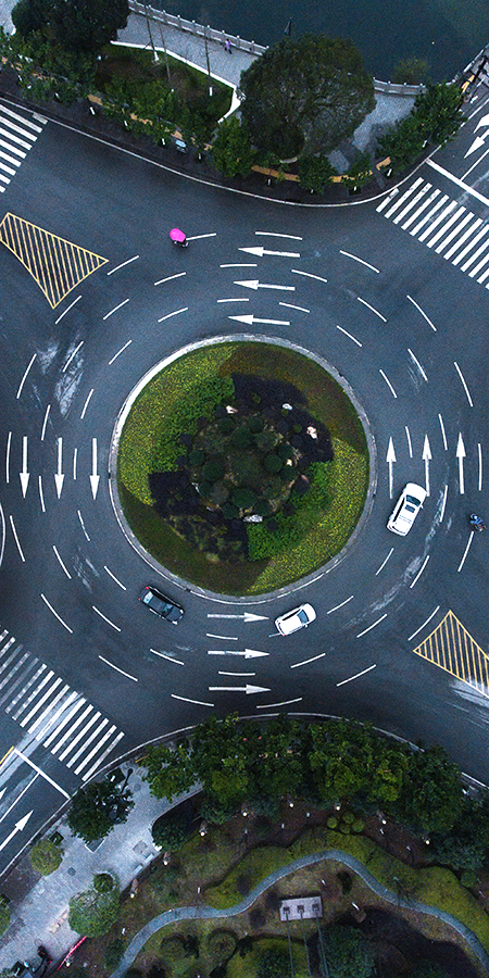 A traffic roundabout