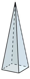 A square-based pyramid with height 10.