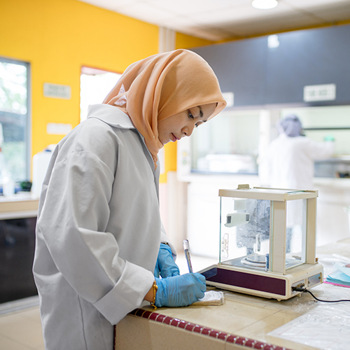 A lab researcher at work