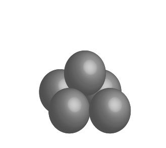 4 balls on the bottom first layer and 1 ball on the second layer.