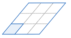 A smaller parallelogram is shown inside a larger parallelogram that is scaled up by a factor of 3 in both width and height.