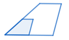 A smaller trapezoid is shown inside a larger trapezoid that is scaled up by a factor of 2 in both width and height.