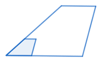 A smaller trapezoid is shown inside a larger trapezoid that is scaled up by a factor of 3 in both width and height.