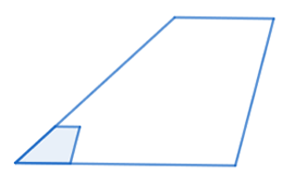 A smaller trapezoid is shown inside a larger trapezoid that is scaled up by a factor of 4 in both width and height.