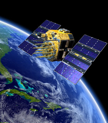 GPS satellite over Earth.