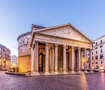 The Pantheon in Rome, Italy has an obtuse triangle roof top.