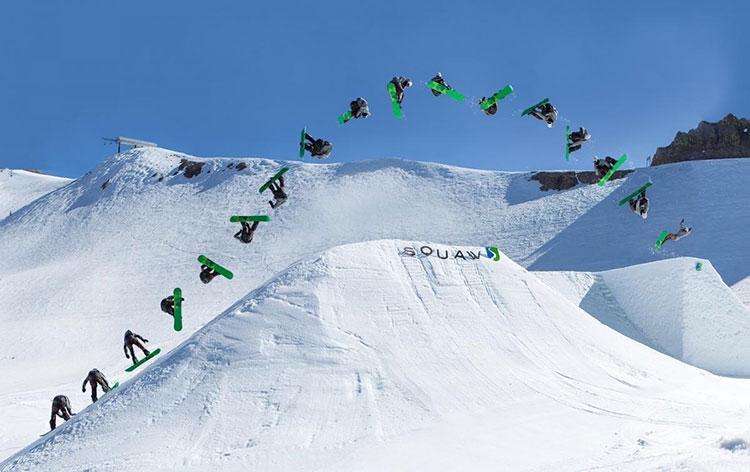 A sequence showing the 1440 triple cork.