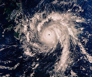 A top view of a hurricane.