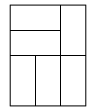 Left side has 3 vertical tiles on the bottom and two stacked horizontal tiles beside a vertical tile on top.
