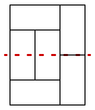  Right side: The line at height 2 divides the 2 stacked vertical tiles on the right, but cuts through the 2 vertical tiles on the left. 